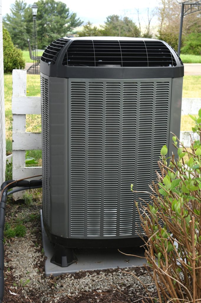 High efficiency quiet outdoor HVAC heating and cooling unit. generic, logos removed